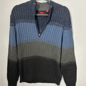 IZOD Men’s Striped Cable Knit Quarter Zip Sweater Large